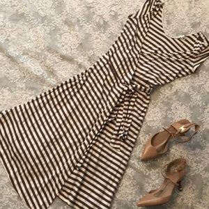 New BANANA REPUBLIC Striped wrap swing dress